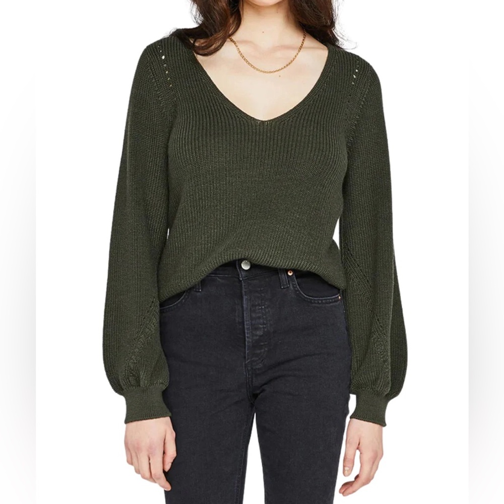 Gentle Fawn Hailey Sweater Green Olive Knit Pullover Size M Long Sleeve